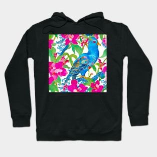 Chinoiserie blue bird and hot pink orchids Hoodie